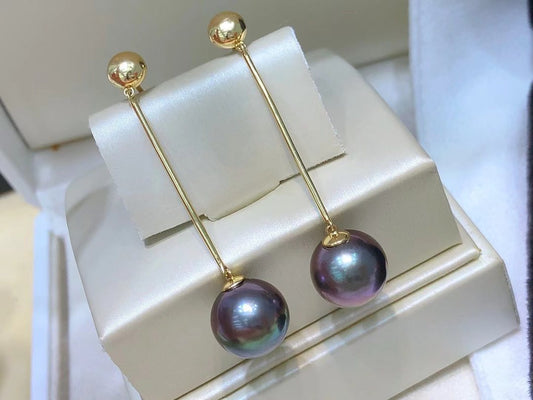 Space Black Tahitian Pearls Earrings