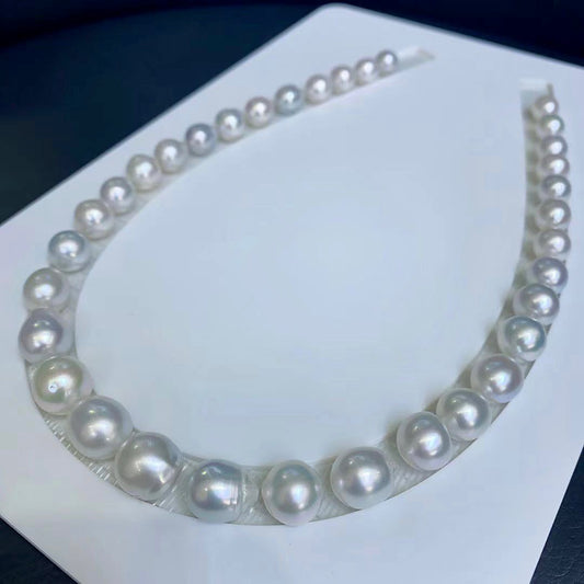 Cool White Color Australia South Sea Pearls Baroque Necklace