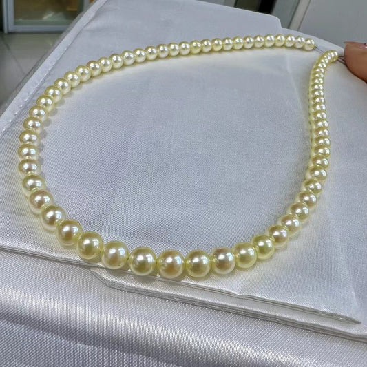 Feather Golden  Saltwater Akoya Pearls Necklace