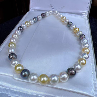 White&Golden&Black South Sea Pearls & Tahitian Pearls Necklace