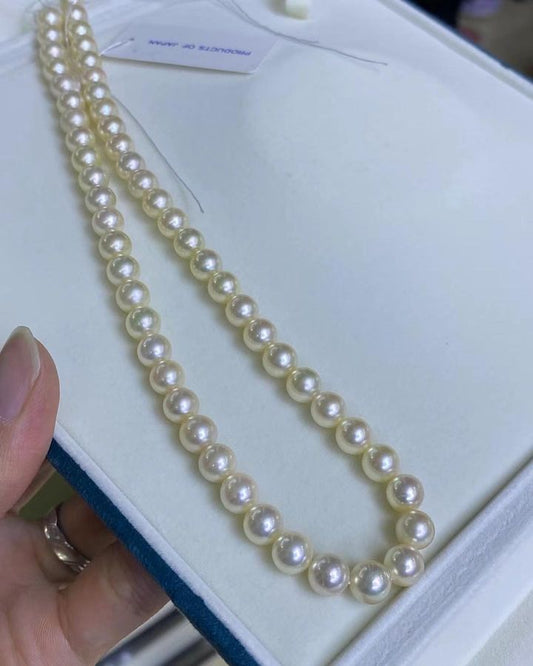 Cream White Color Akoya Pearls Necklace