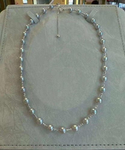 Silver Blue Saltwater MADAMA(Akoya) Necklace