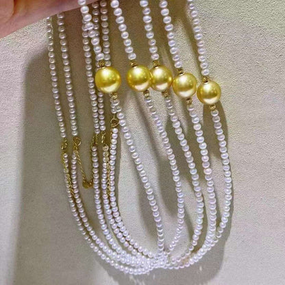 Golden South Sea Pearl with Freshwater Baby Pearls Necklace