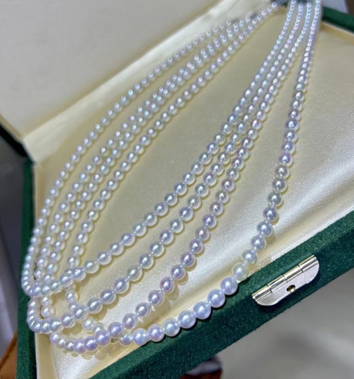 White Slightly Baroque Akoya Baby Pearls Necklace