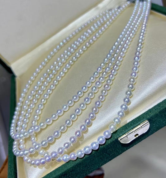 White Slightly Baroque Akoya Baby Pearls Necklace