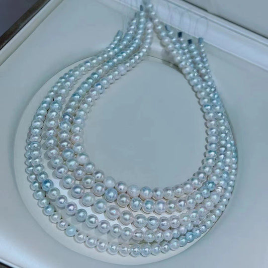 Cool Blue Color freshwater Pearls Necklace