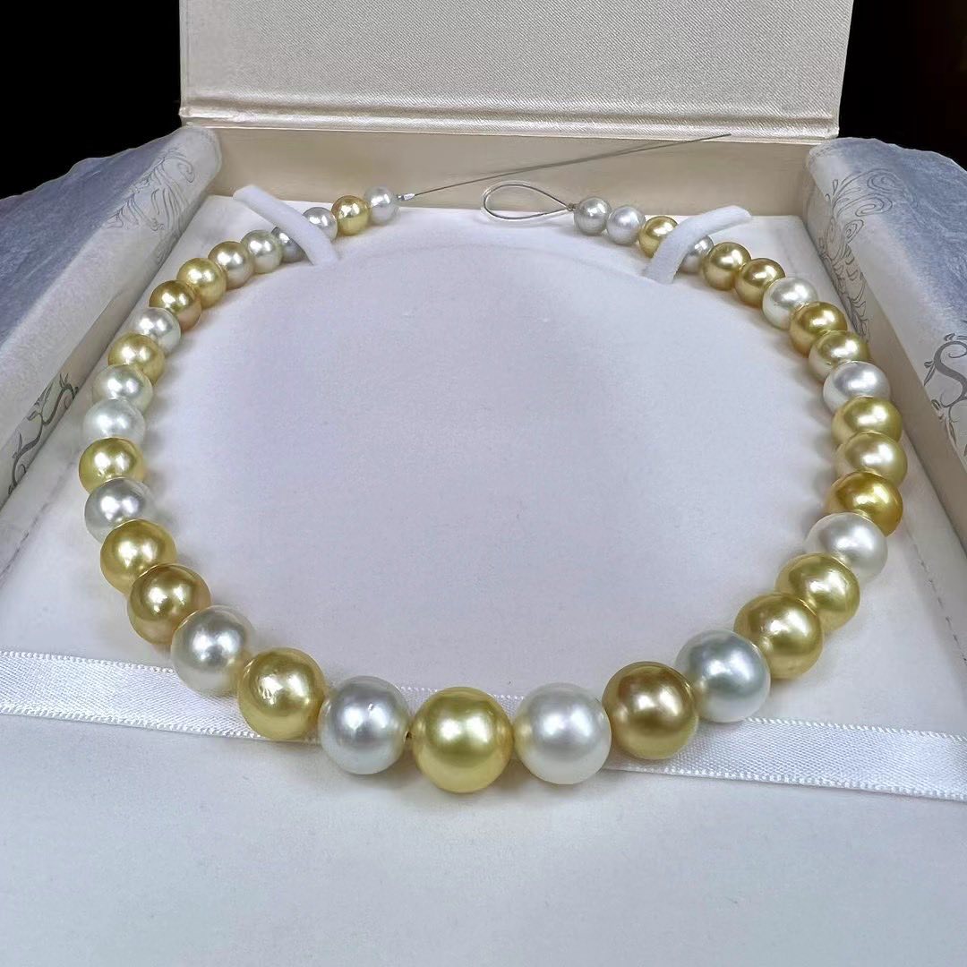 White Butterfly Queen Australia White & Golden South Sea Pearls Necklace