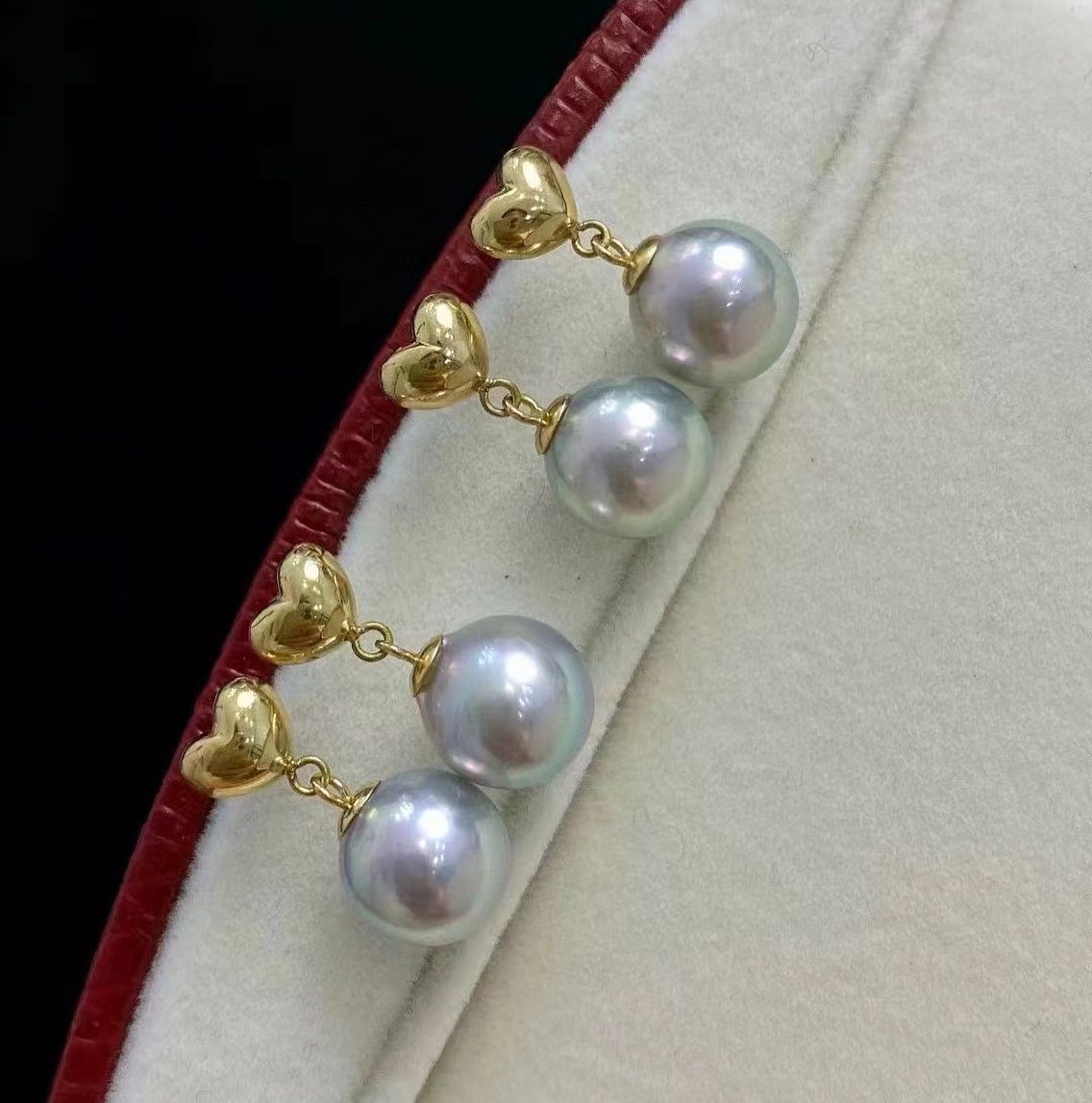 Silver Blue Gray Color MADAMA(Akoya) Pearls Earrings