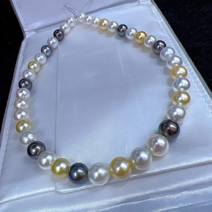 White&Golden&Black South Sea Pearls & Tahitian Pearls Necklace