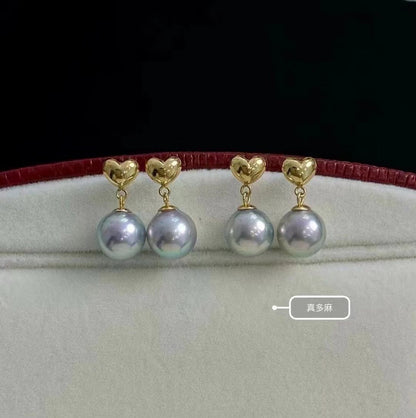 Silver Blue Gray Color MADAMA(Akoya) Pearls Earrings