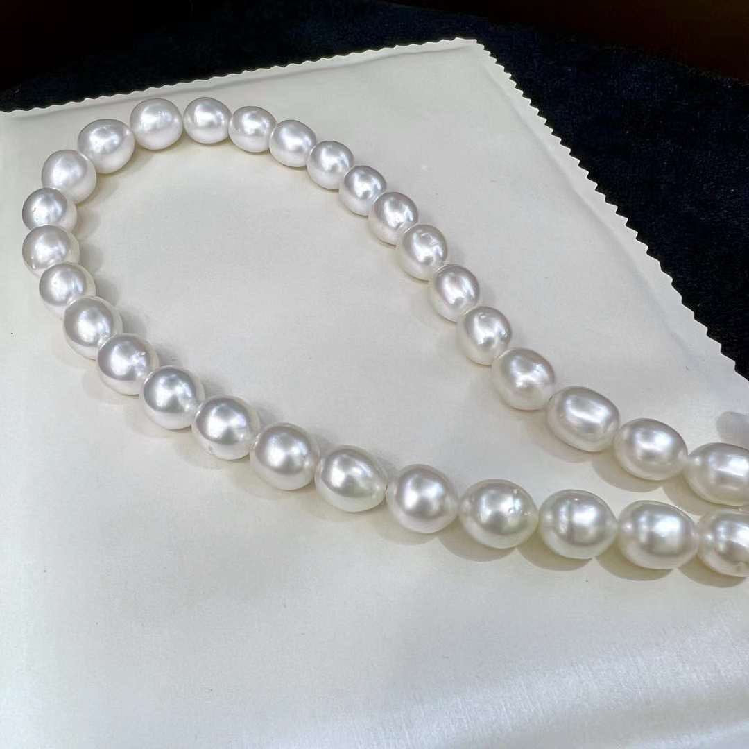 Cool White Baroque  Australia South Sea Pearls Necklace