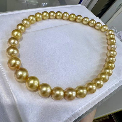 Strong Tea-Golden Color South Sea Pearls Necklace