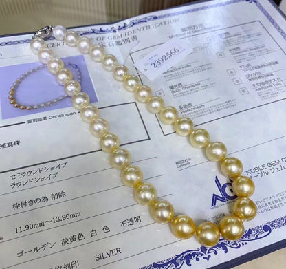 Golden Gradient White Australia & South Sea Pearls Necklace