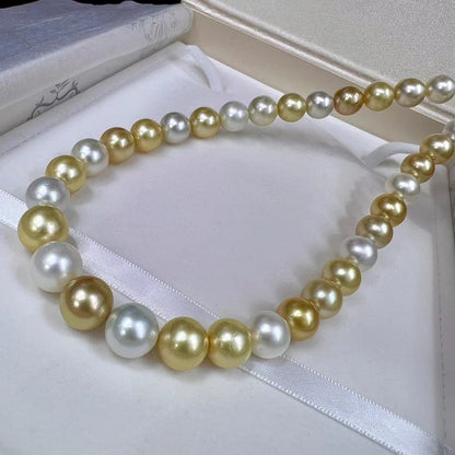 White Butterfly Queen Australia White & Golden South Sea Pearls Necklace