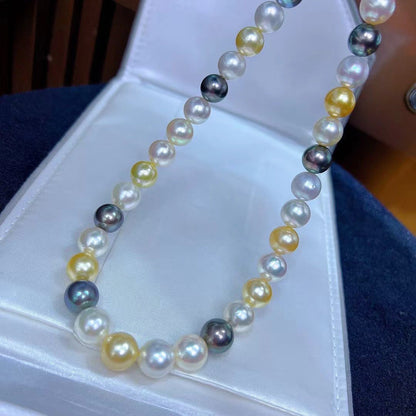 White&Golden&Black South Sea Pearls & Tahitian Pearls Necklace