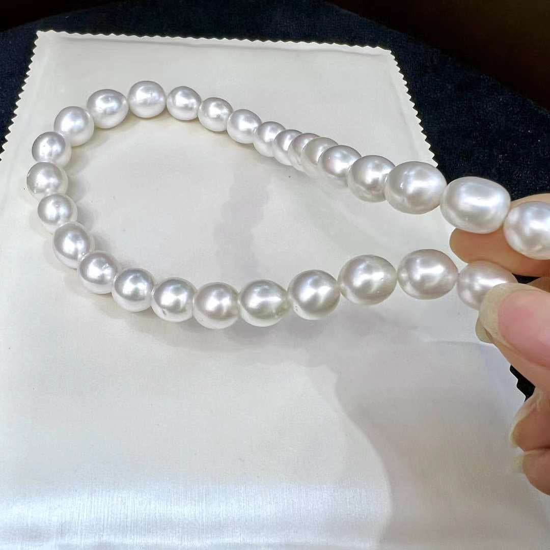 Cool White Baroque  Australia South Sea Pearls Necklace