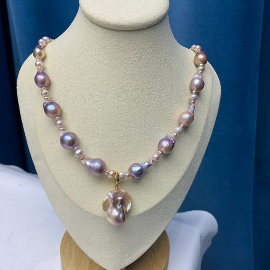 Purple Baroque Freshwater  Pearls Necklace