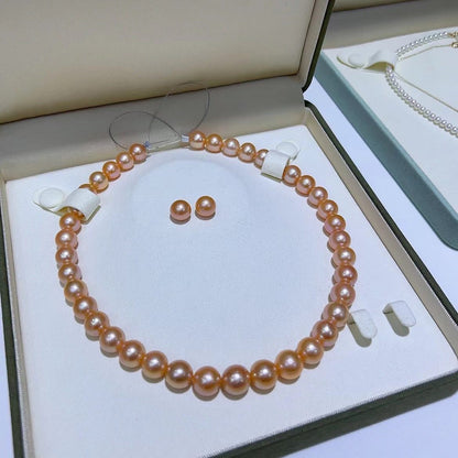 Deep Orange Edison Pearls Necklaces & Earrings