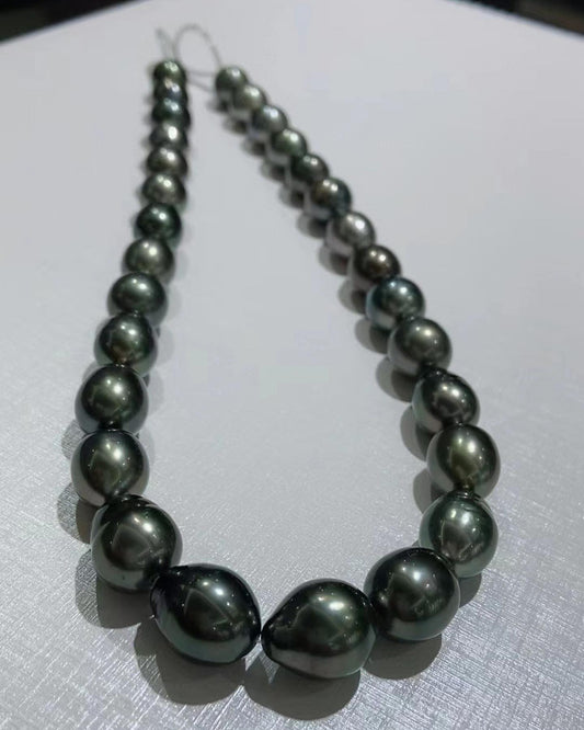 Malachite Green Tahitian Pearls Baroque Necklace