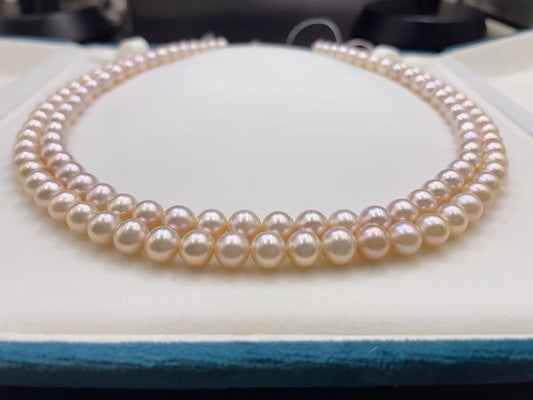 Gold Pink Freshwater Pearls Necklace