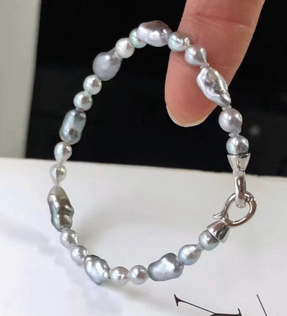 Platinum Grey Tahitian KESHI Pearls Bracelet