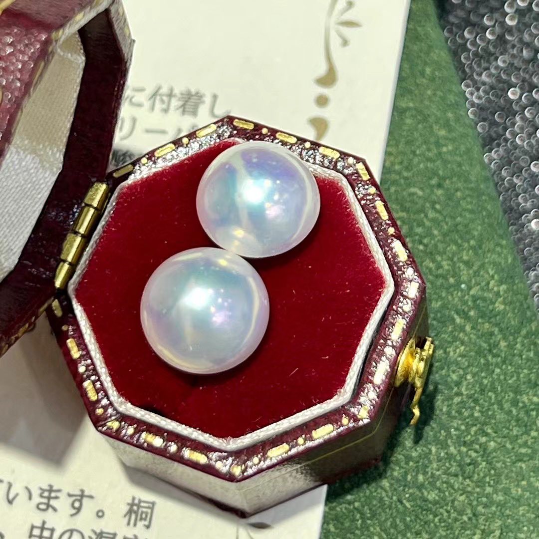 Aurora Blue Color Mabe Pearls Earrings