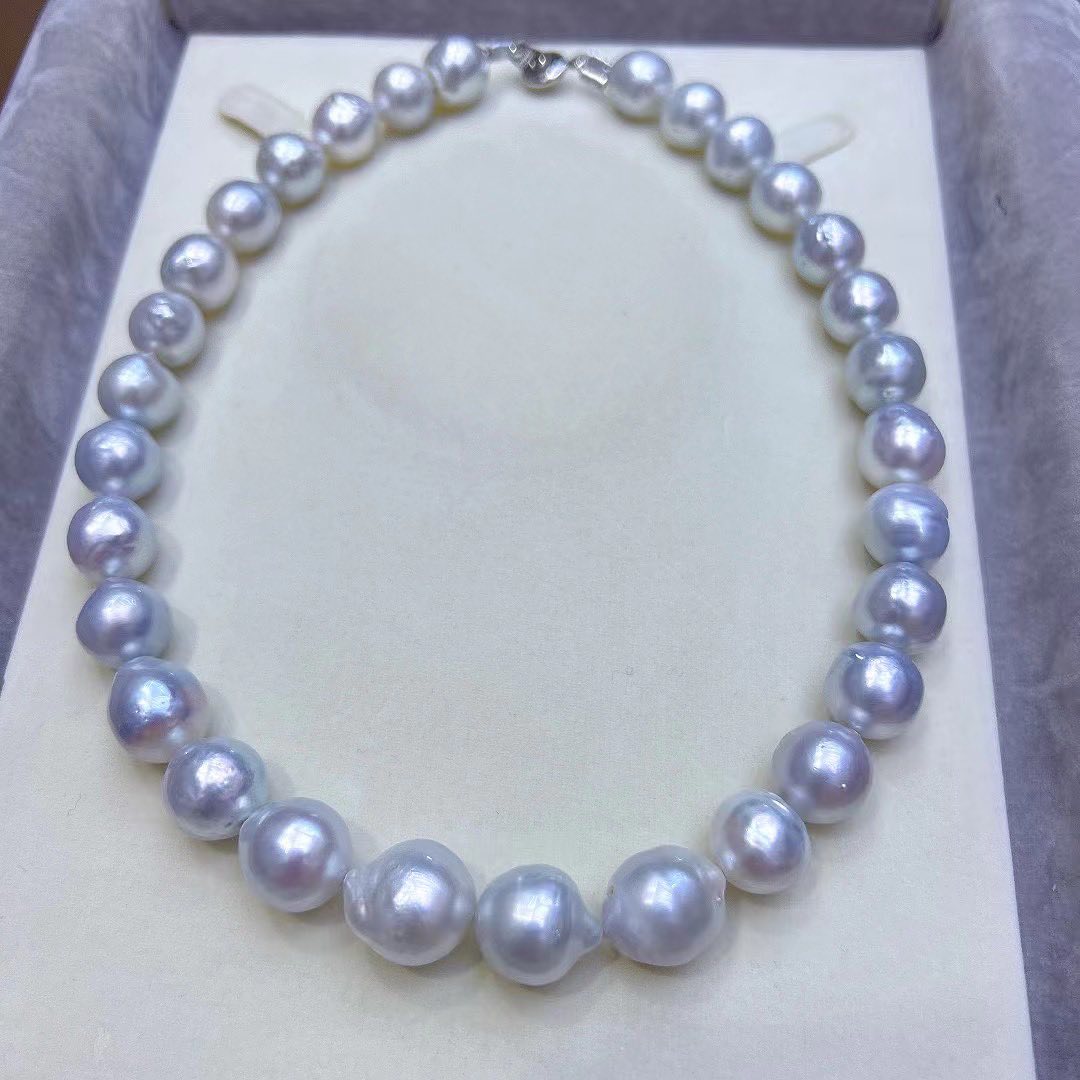 Silver-Blue Color Australia South Sea Pearls Necklace