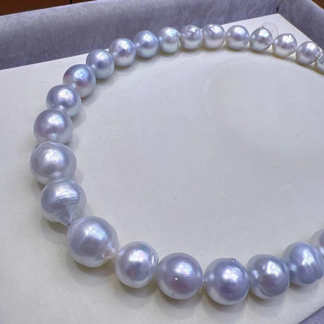 Silver-Blue Color Australia South Sea Pearls Necklace