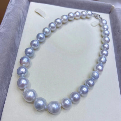 Silver-Blue Color Australia South Sea Pearls Necklace