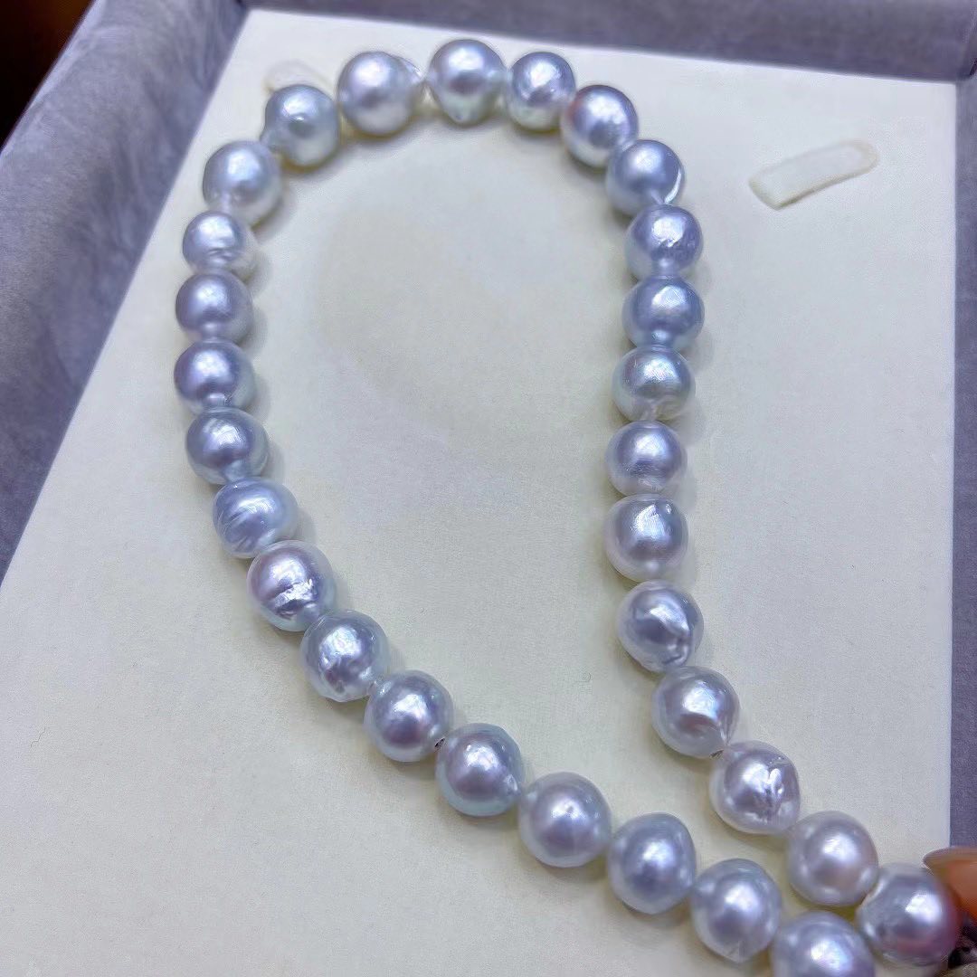 Silver-Blue Color Australia South Sea Pearls Necklace