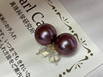 Plum Purple Color Edison Pearls Earrings